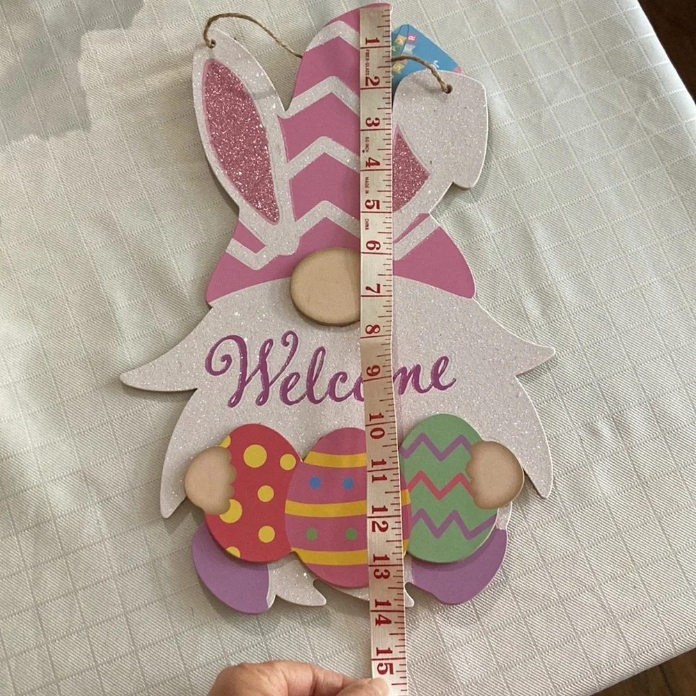 Easter gnome welcome sign front door NEW gnome holding Easter egg